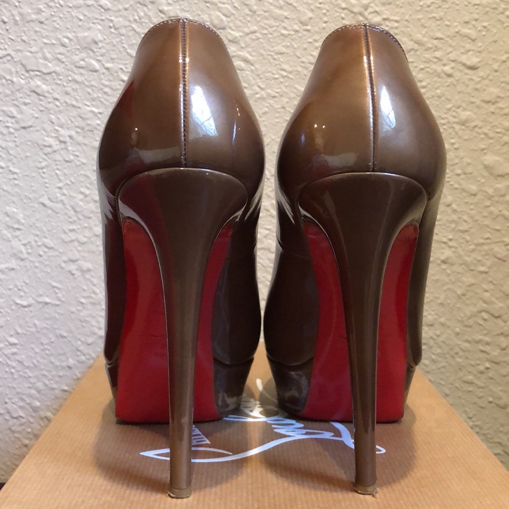 Christian Louboutin Nude Bianca 140 Almond Toe Platform Pumps Heels 37.5